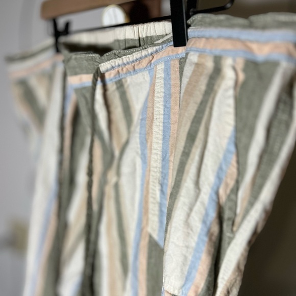 Naturals Reflections Linen + Cotton Blues and Tans Striped Pants XXL - Picture 2 of 7